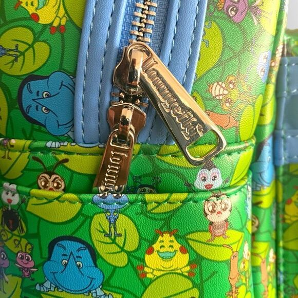 Loungefly Disney Pixar A Bug’s Life Mini Backpack Green Bugs New Exclusive - Picture 6 of 8
